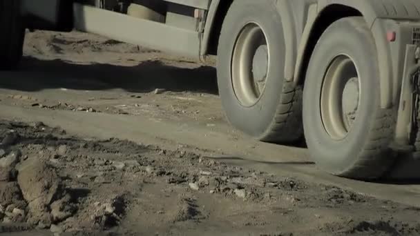 Rodas Caminhão Revertendo Local Construção Livre — Vídeo de Stock