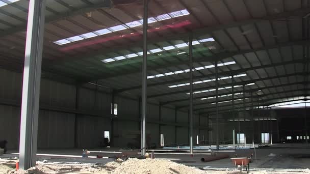 Interior Industrial Warehouse Construction Pan — Stock Video