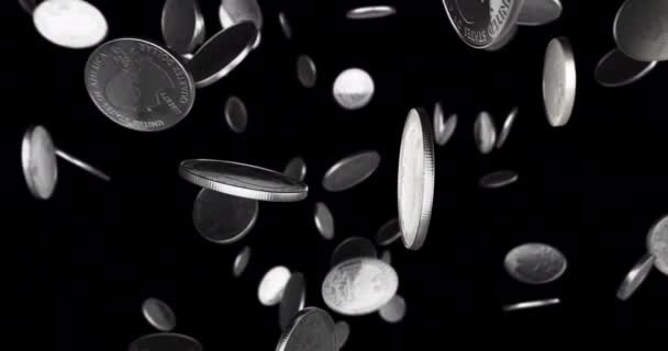 Wolke Von Vierteldollar Münzen Kreist Schleife — Stockvideo