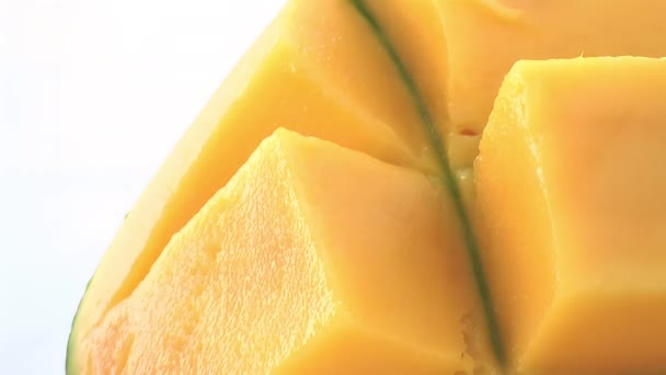 Fruta Mango Cortada Cubos — Vídeos de Stock