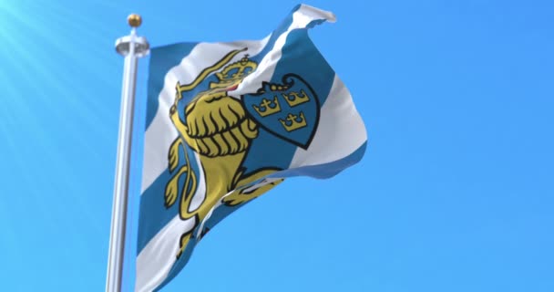 Bandeira Gotemburgo Suécia Laço — Vídeo de Stock