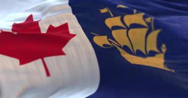 Kanada ve Quebec bayrağı dalgalanıyor. Döngü