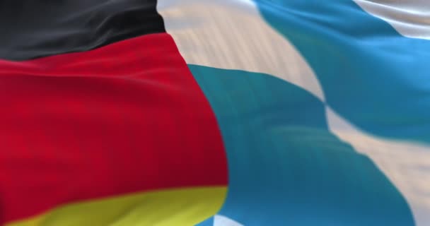 Bajorország Németország Zászlója Lobogott Hurok — Stock videók