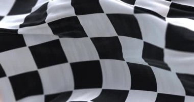 Formül bir F1 yarış bayrağı rüzgarda sallanıyor, dönüyor