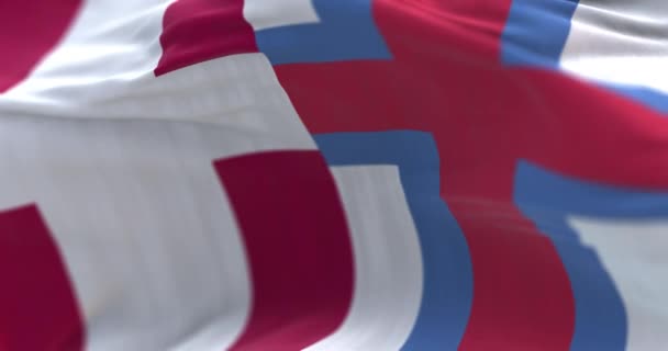 Danmark Och Färöarnas Flagga Vinkar Ögla — Stockvideo