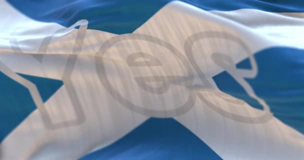 Flag Scotland Word Yes Independence Waving Loop — Stock Video