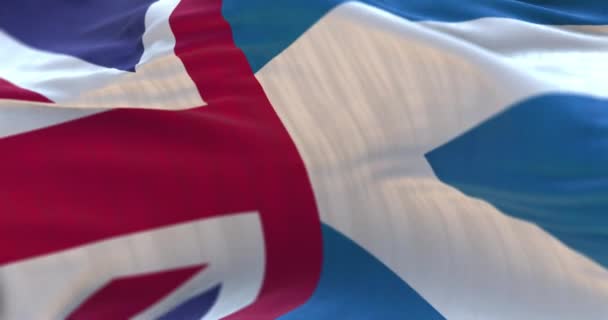 Bandera Del Reino Unido Escocia Ondeando Bucle — Vídeos de Stock