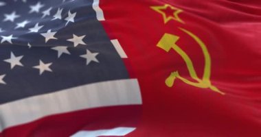 Birleşik Devletler ve URSS bayrağı dalgalanıyor. Döngü