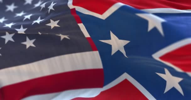 美国和美国邦联的国旗 — 图库视频影像