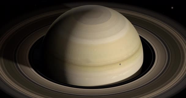 Hyperion Saturn Moon Orbiting Saturn Planet — Stock Video