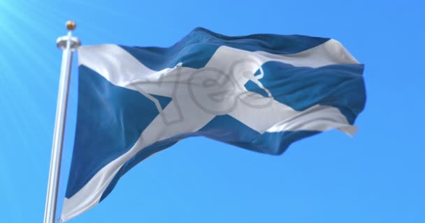Schottische Flagge Mit Dem Wort Zur Unabhängigkeit Weht Schleife — Stockvideo