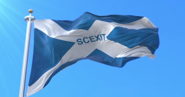 Skoç Bayrağında Scout Kelimesi Dalgalanıyor Döngü — Stok video