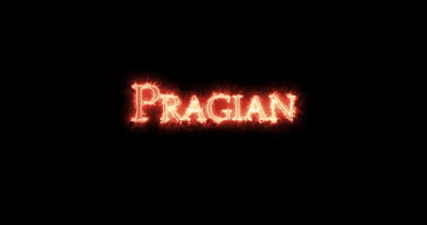 Pragian Escrito Con Fuego Bucle — Vídeo de stock