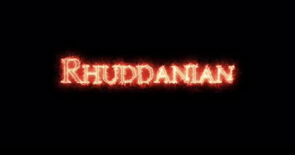 Rhuddanian Geschreven Met Vuur Lijn — Stockvideo