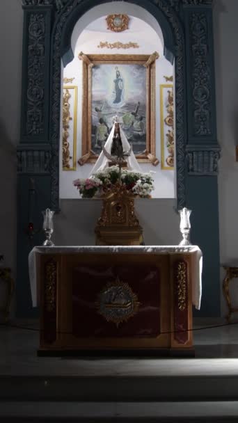 Andaluzyjski Ołtarz Figurą Dziewicy Małej Pustelni Torrox Hiszpania — Wideo stockowe