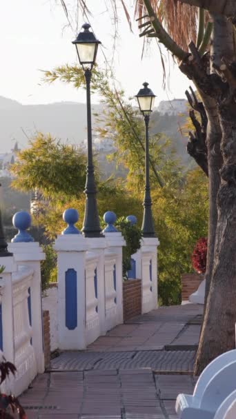 Typical Andalusian Street Sunset Maro Nerja Spain Vertical — Stock Video