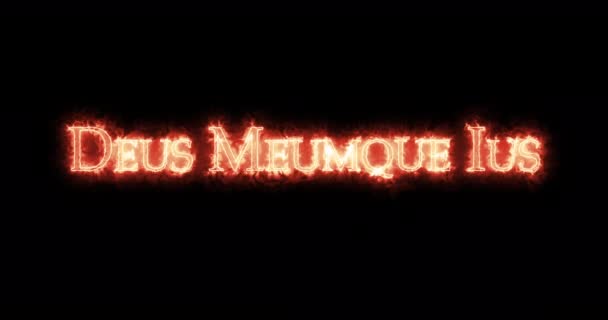 Deus Meumque Ius Napsaný Ohněm Smyčka — Stock video
