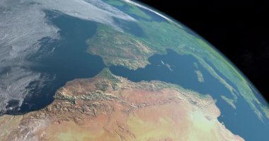 Atlas Dağları ve Avrupa. Uzaydan hava görünümü