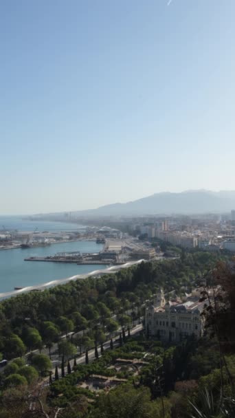 Мэрия Малаги Города Гибралфаро Испания Vertical — стоковое видео