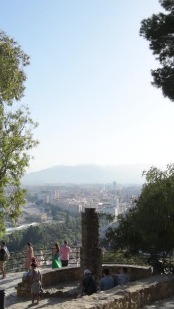 Tourists Lookout Gibralfaro Malaga Spain 2024 — Stock Video