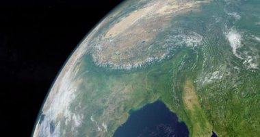 Dünya gezegenindeki Himalayalar dağları. Aerival görünüm
