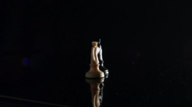 Siyah at ve beyaz at, kristalde yüz yüze.