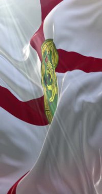 Alderney bayrağı. Döngü. 4K Dikey