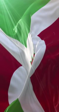 Burundi bayrağı. 4K dikey. Döngü
