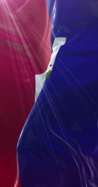 Haiti bayrağı. 4K dikey. Döngü