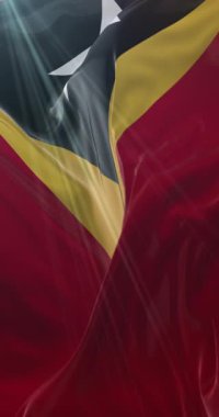 Doğu Timor bayrağı. 4K dikey. Döngü