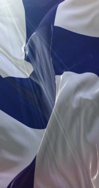 Finlandiya bayrağı. 4K dikey. Döngü