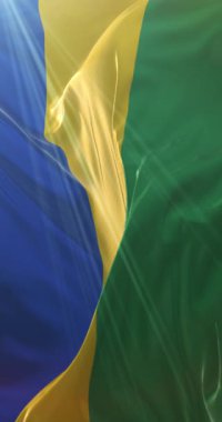 Gabon bayrağı. 4K dikey. Döngü