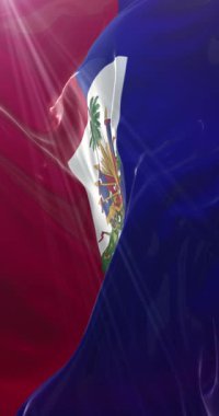 Haiti bayrağı. 4K dikey. Döngü