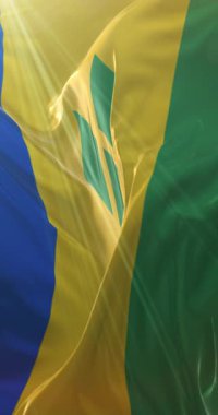 Saint Vincent ve Grenadine bayrağı. 4K dikey. Döngü