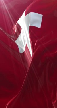 İsviçre Bayrağı. 4K dikey. Döngü