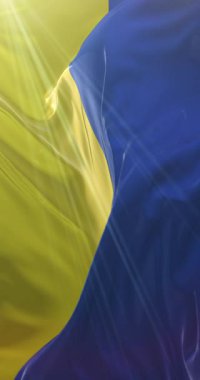 Ukrayna bayrağı. 4K dikey. Döngü