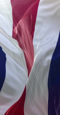 Kosta Rika bayrağı. 4K dikey. Döngü