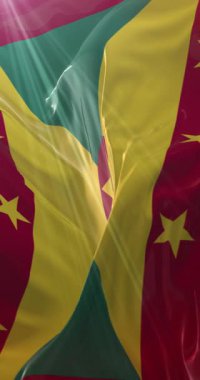 Grenada bayrağı. 4K dikey. Döngü