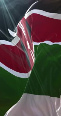 Kenya bayrağı. 4K dikey. Döngü