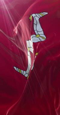 Man Adası 'nın bayrağı. 4K dikey. Döngü