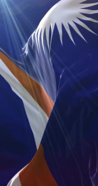 Marshall Adaları bayrağı. 4K dikey. Döngü