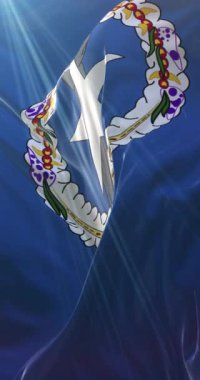 Kuzey Mariana Adaları bayrağı. 4K dikey. Döngü