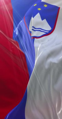 Slovenya bayrağı. 4K dikey. Döngü