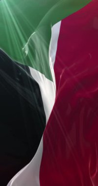 Sudan bayrağı. 4K dikey. Döngü