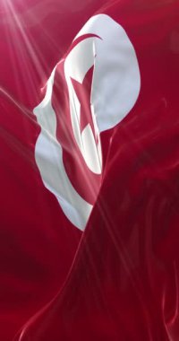 Tunus bayrağı. 4K dikey. Döngü
