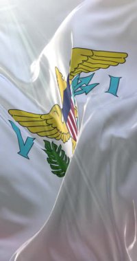 Birleşik Devletler Virgin Adaları bayrağı. 4K dikey. Döngü