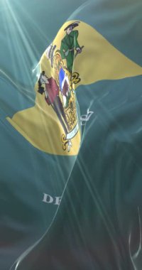 Amerika Birleşik Devletleri 'nin Delaware eyaletinin bayrağı. Döngü. 4K Dikey