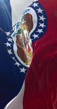 Amerika Birleşik Devletleri 'nin Missouri eyaletinin bayrağı. Döngü. 4K Dikey