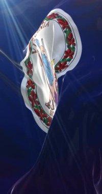 Amerika Birleşik Devletleri 'nin Virginia eyaletinin bayrağı. Döngü. 4K Dikey