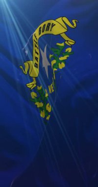 Amerika Birleşik Devletleri 'nin Nevada eyaletinin bayrağı. Döngü. 4K Dikey